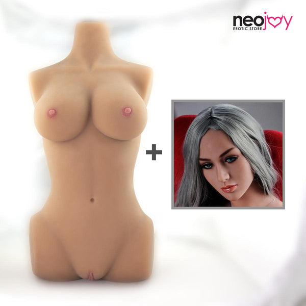 Neojoy Easy Torso With Girlfriend Lorelei Head - Realistic Sex Doll Torso With Head Connector - Tan - 17kg