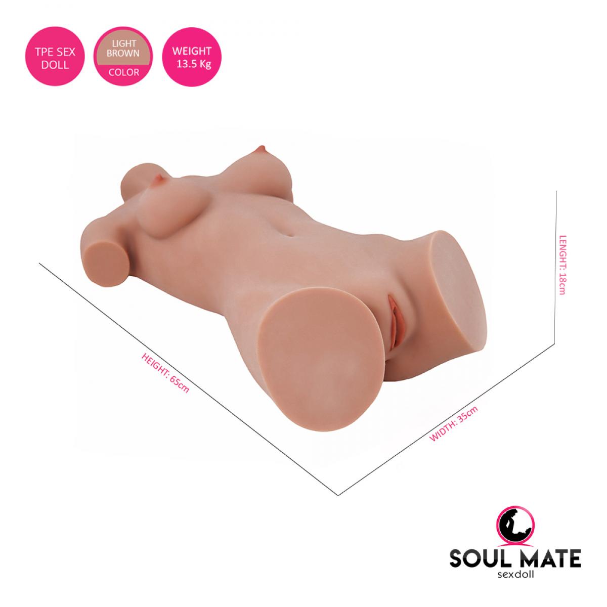 SoulMate Real Sex Doll Torso With Head - Light Brown - 13.5kg